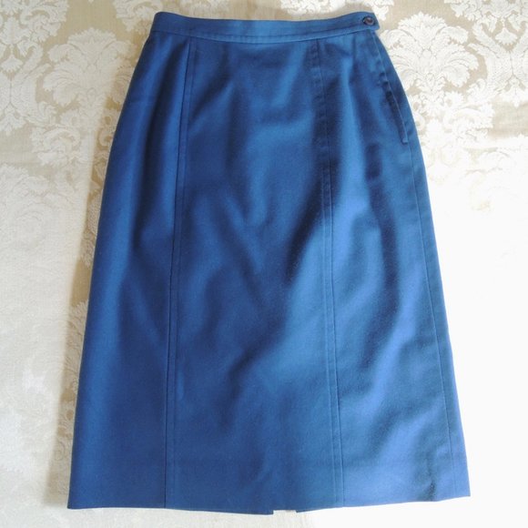 Pendleton Vintage Blue 100% Wool Lined Pencil Skirt 8 - Picture 3 of 7